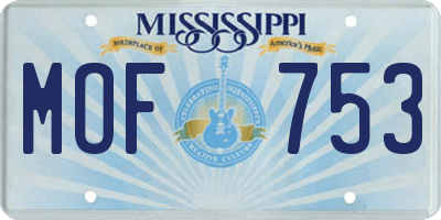 MS license plate MOF753