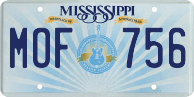MS license plate MOF756