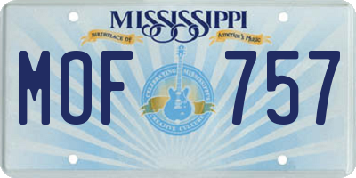 MS license plate MOF757