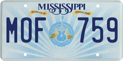 MS license plate MOF759
