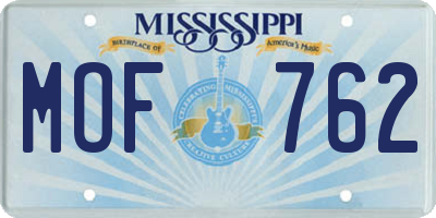 MS license plate MOF762