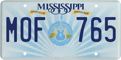 MS license plate MOF765
