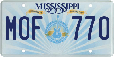 MS license plate MOF770
