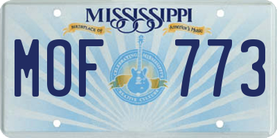 MS license plate MOF773