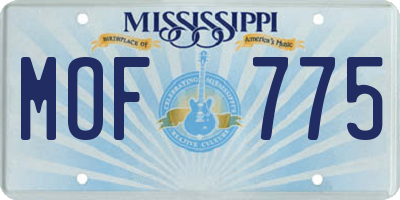 MS license plate MOF775
