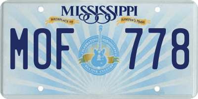 MS license plate MOF778
