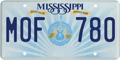 MS license plate MOF780