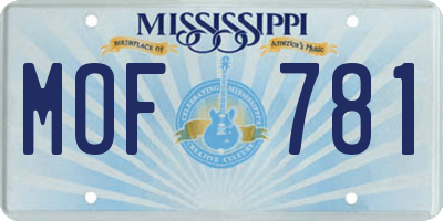 MS license plate MOF781