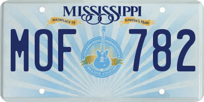 MS license plate MOF782