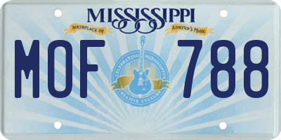 MS license plate MOF788