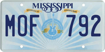 MS license plate MOF792