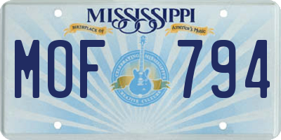 MS license plate MOF794