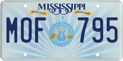 MS license plate MOF795