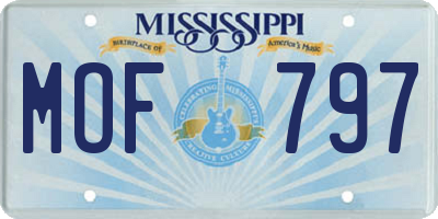 MS license plate MOF797