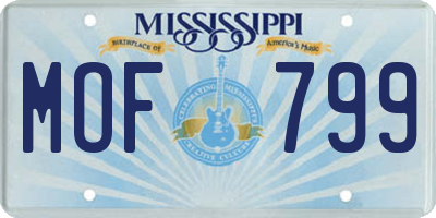 MS license plate MOF799