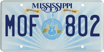 MS license plate MOF802