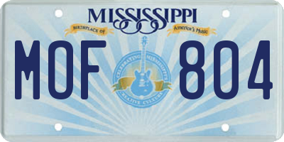 MS license plate MOF804
