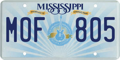 MS license plate MOF805