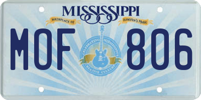 MS license plate MOF806