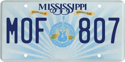 MS license plate MOF807