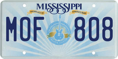 MS license plate MOF808