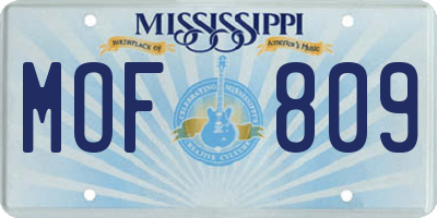 MS license plate MOF809