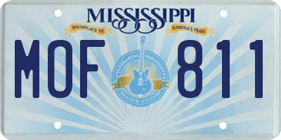 MS license plate MOF811