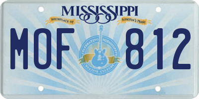 MS license plate MOF812