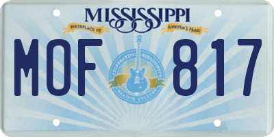 MS license plate MOF817