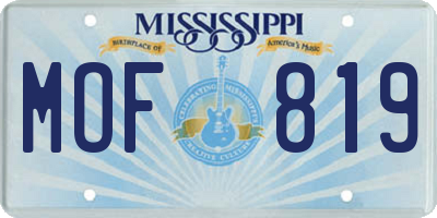 MS license plate MOF819
