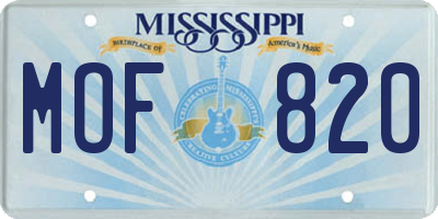 MS license plate MOF820