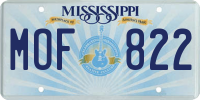 MS license plate MOF822