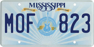 MS license plate MOF823