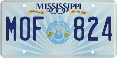 MS license plate MOF824