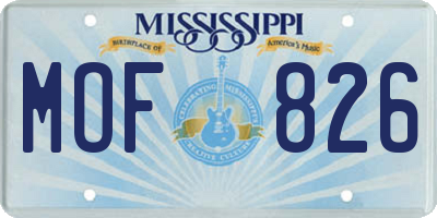 MS license plate MOF826