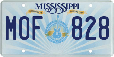 MS license plate MOF828