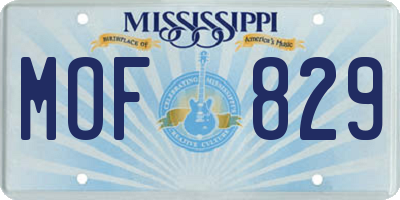 MS license plate MOF829