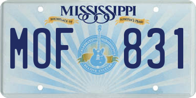 MS license plate MOF831