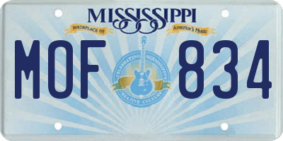 MS license plate MOF834