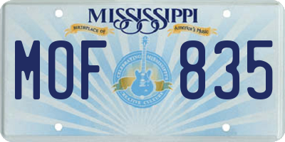 MS license plate MOF835
