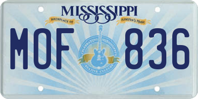 MS license plate MOF836