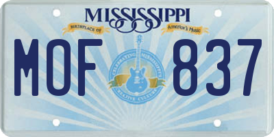 MS license plate MOF837