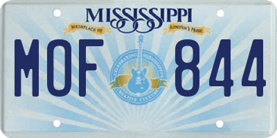 MS license plate MOF844