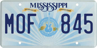 MS license plate MOF845