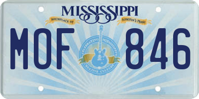 MS license plate MOF846
