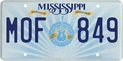 MS license plate MOF849