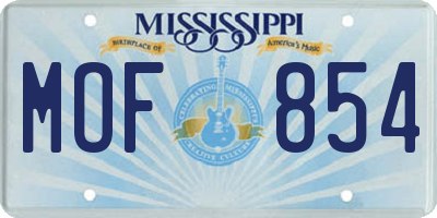MS license plate MOF854