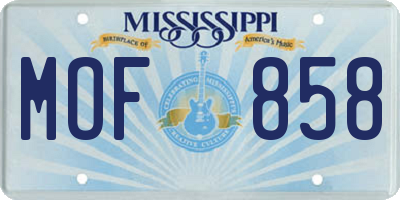 MS license plate MOF858