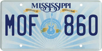 MS license plate MOF860