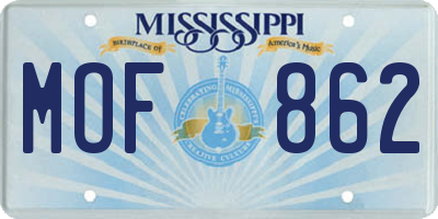 MS license plate MOF862